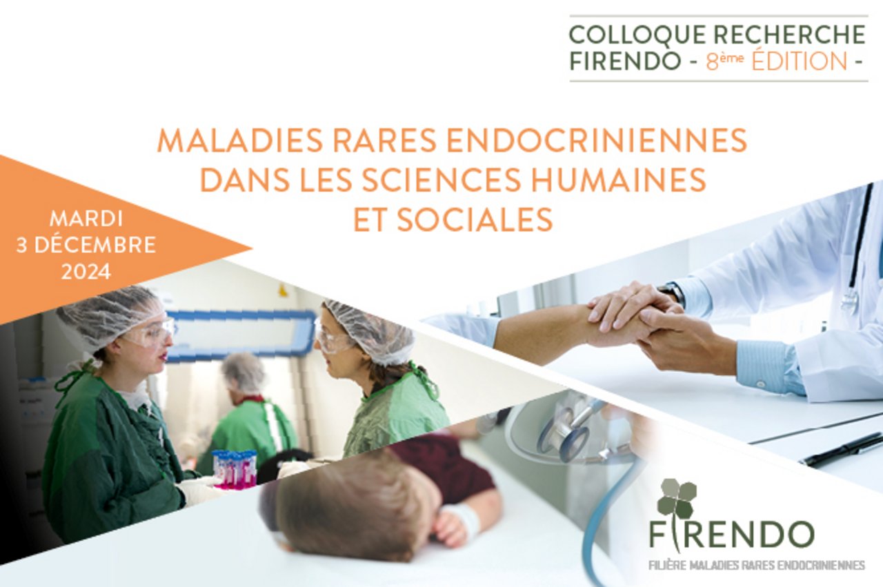 Visuel pour le Colloque Recherche 2024 "Comprendre et soutenir : repercussions psycho-sociales des maladies rares endocriniennes"